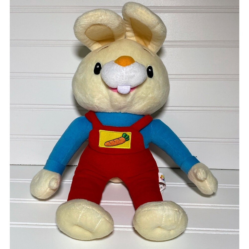 Baby First TV Plush Harry the Bunny Rabbit Doll Red Overalls Stuffed Toy 15"